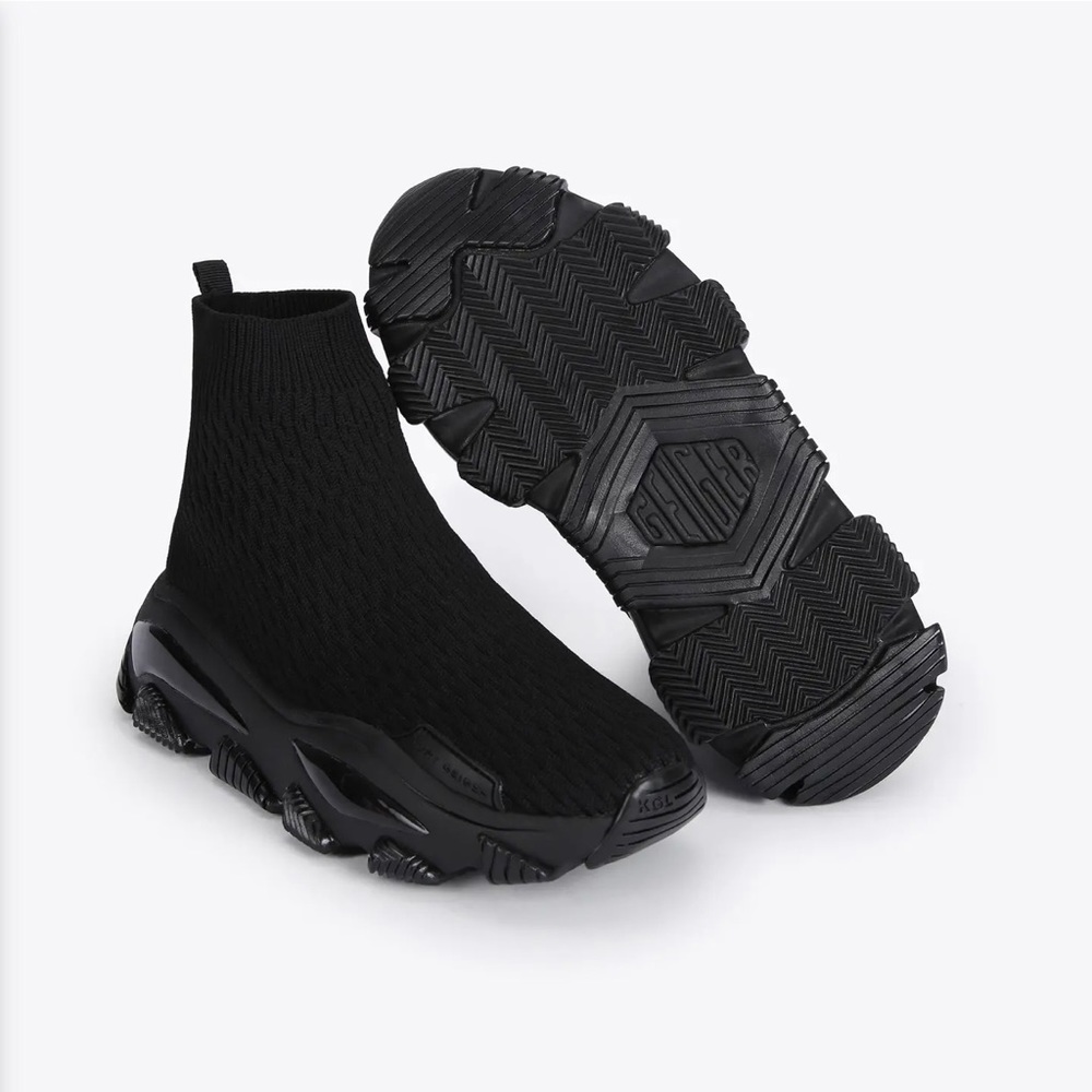 Kurt Geiger Lettie Knit Sock Drench (Black Knit Sneaker, Sock Sneaker, High Top)